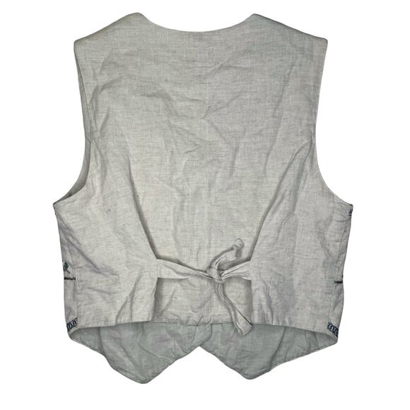 Tantrums Women's Beige Floral Embroidered Vest M | Boho Cottagecore Button-Up - Picture 5 of 9